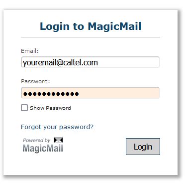 MagicMail Server: Login Page.